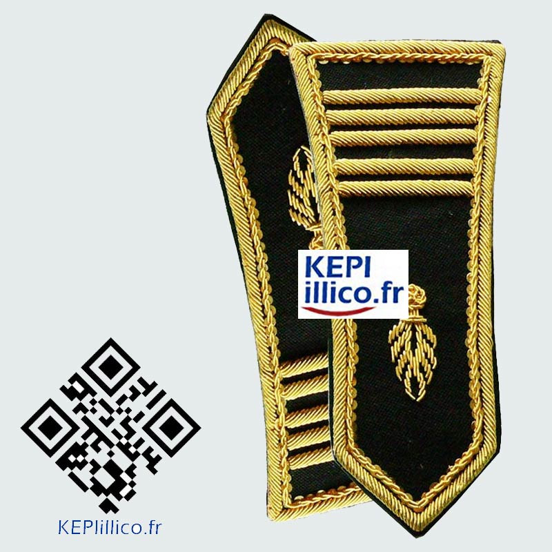 Paire de Pattes d'épaules Colonel de Gendarmerie pour spencer. Broderie main en cannetille Or