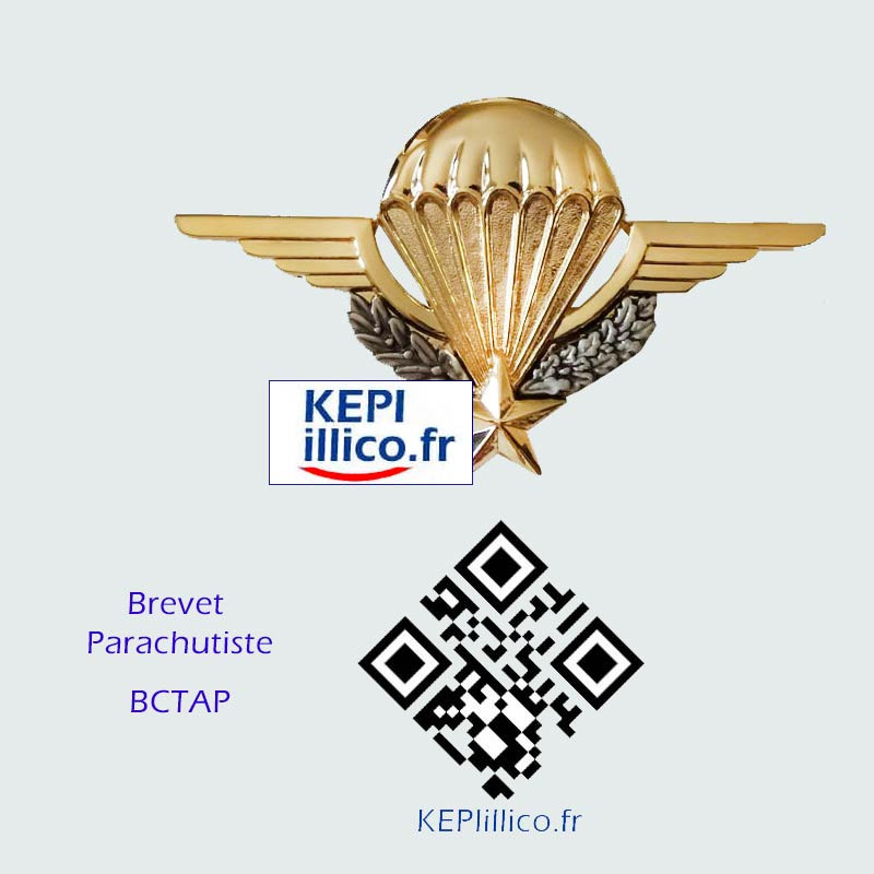 Brevet Cadre parachutiste Militaire troupes aéroportées BCTAP couleur or