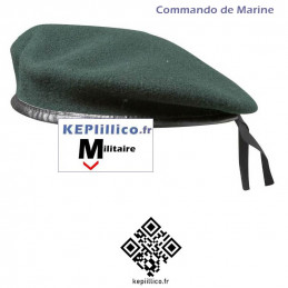 Béret Militaire VERT FONCE COMMANDO DE MARINE  forme commando de l'Armée Française