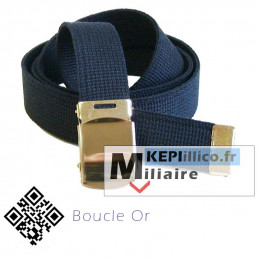 Ceinture sangle bleu marine MILITAIRE boucle Or