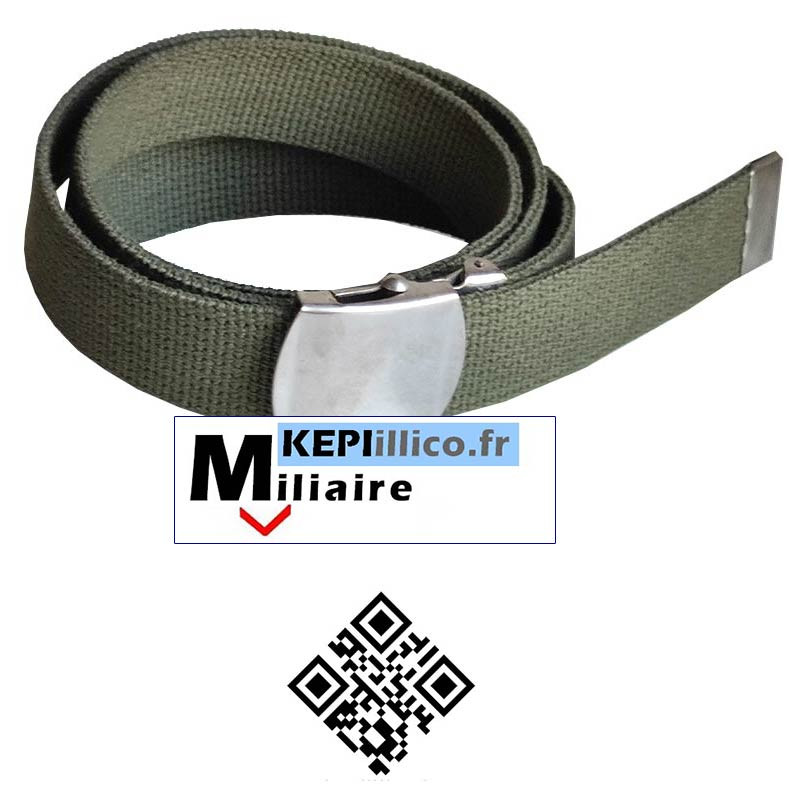 Ceinture sangle Kaki MILITAIRE boucle Argent