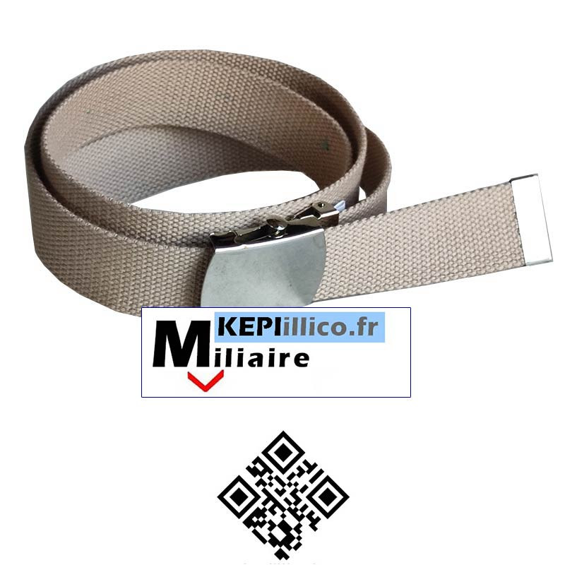 Ceinture sangle Sable MILITAIRE boucle Argent