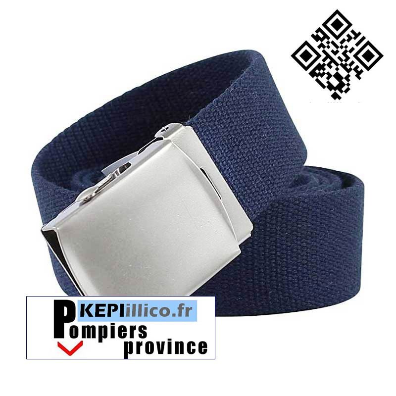Ceinture sangle Bleu Marine POMPIERS PROVINCE boucle Argent
