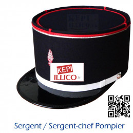54.5 cm tour de tête / 14.5 cm écartement visière - KEPI SERGENT ET SERGENT-CHEF SAPEURS-POMPIERS